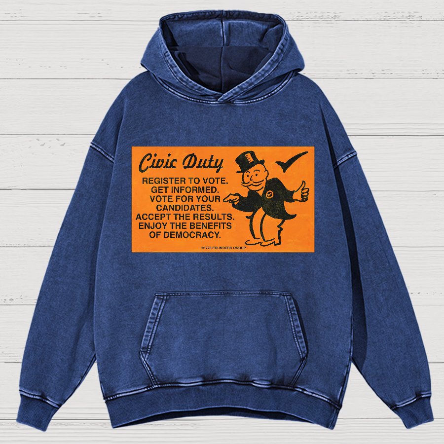 Civic Duty Card.Vintage Distressed Hoodie
