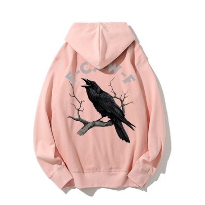 F-Caw-F Funny Crow Printed Back Unisex Cotton Hoodie