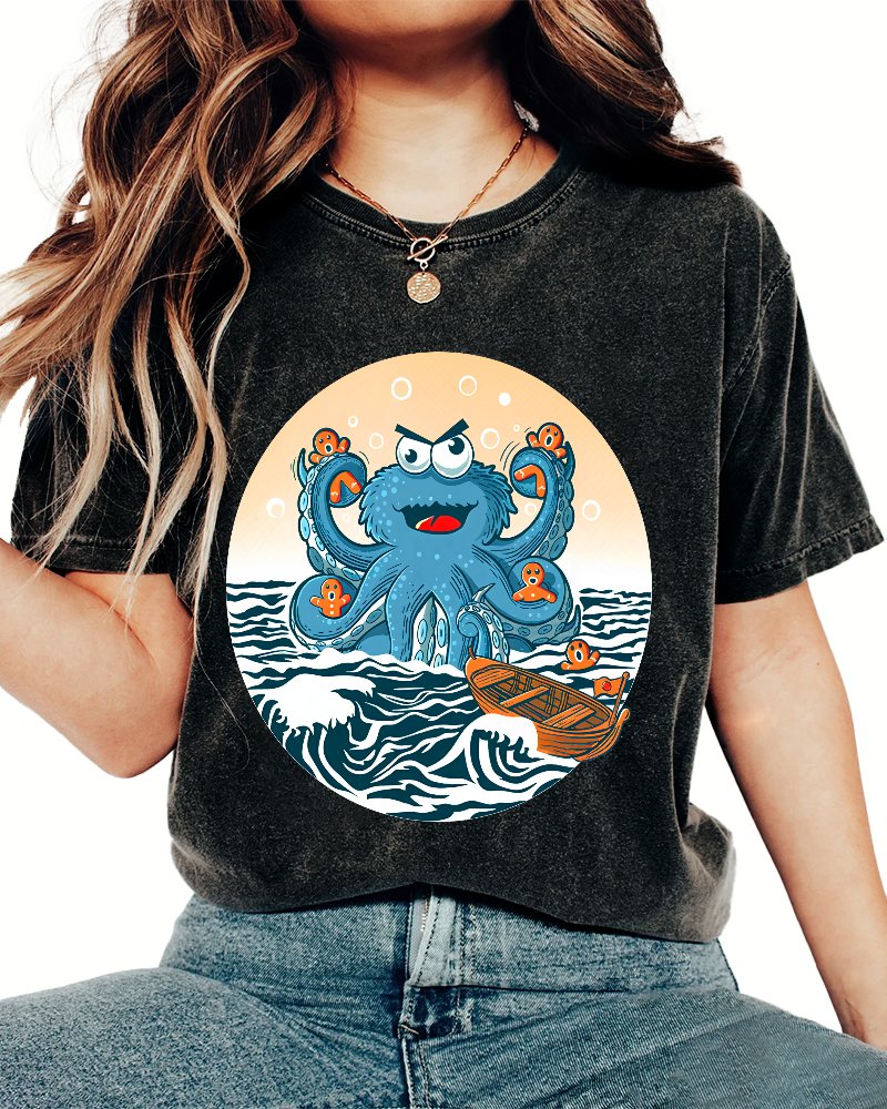 Cookie Kraken Attack Vintage Distressed T-shirt
