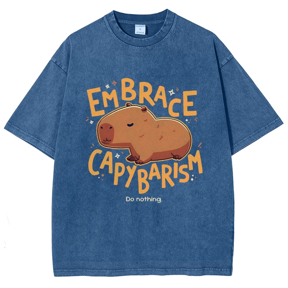 Capybarism Do Nothing Vintage Distressed T-shirt