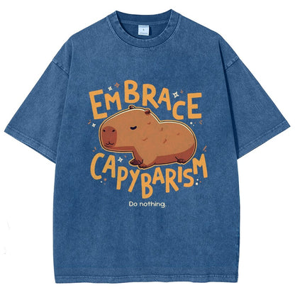 Capybarism Do Nothing Vintage Distressed T-shirt