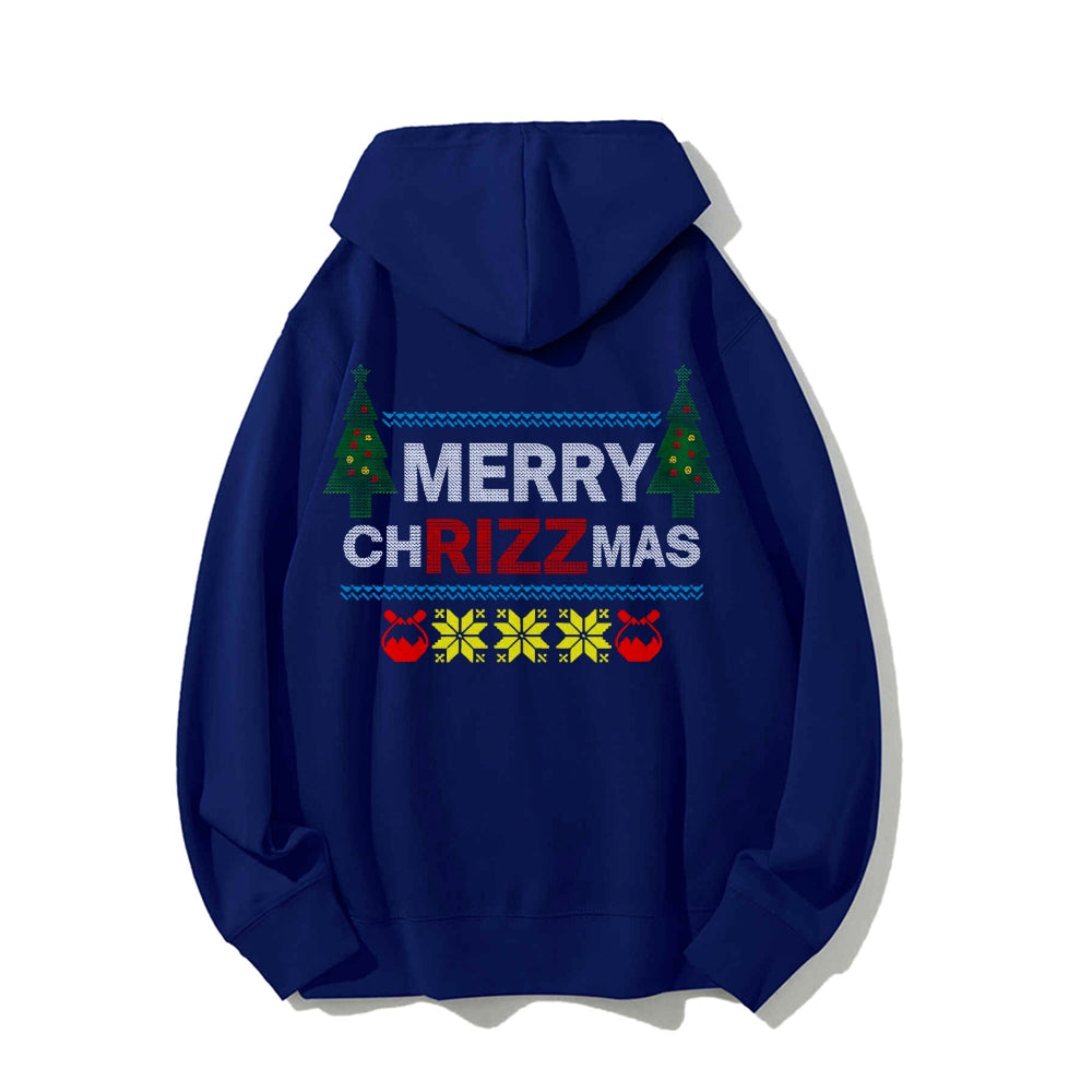 MERRY CHRIZZMAS Printed Back Unisex Cotton Hoodie