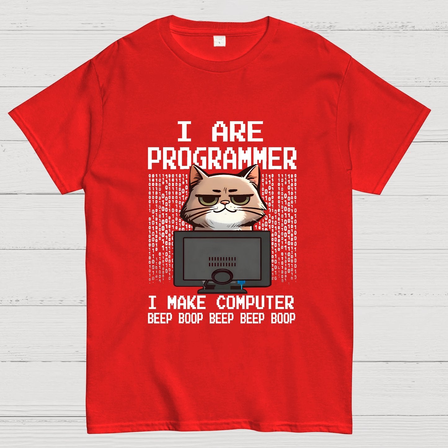 Programmer Cute Cat Coding Geeky T-Shirt