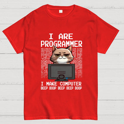 Programmer Cute Cat Coding Geeky T-Shirt