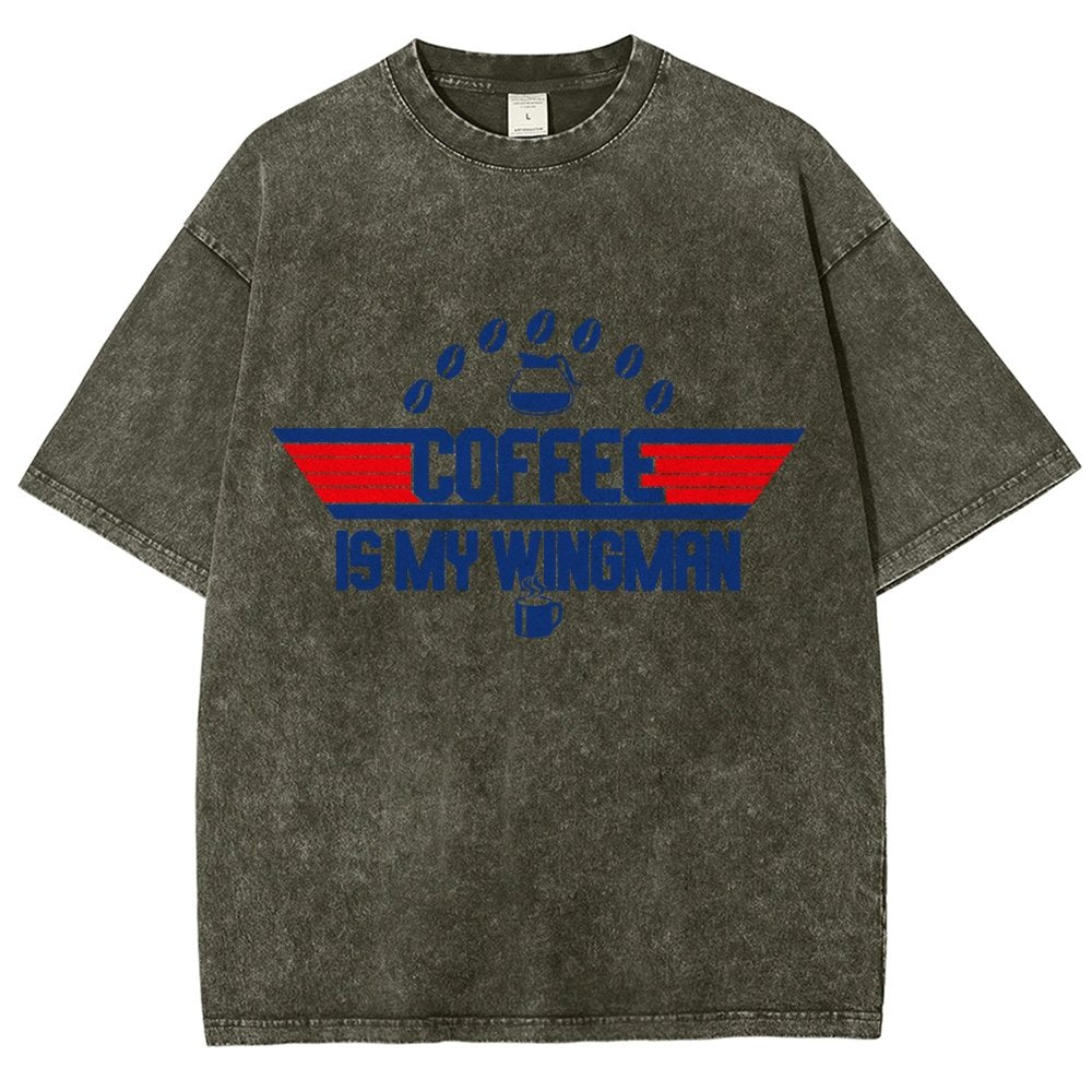 Coffee Is My Wingman Vintage Distressed T-shirt