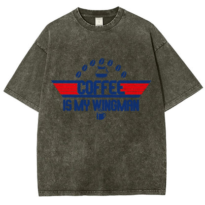 Coffee Is My Wingman Vintage Distressed T-shirt