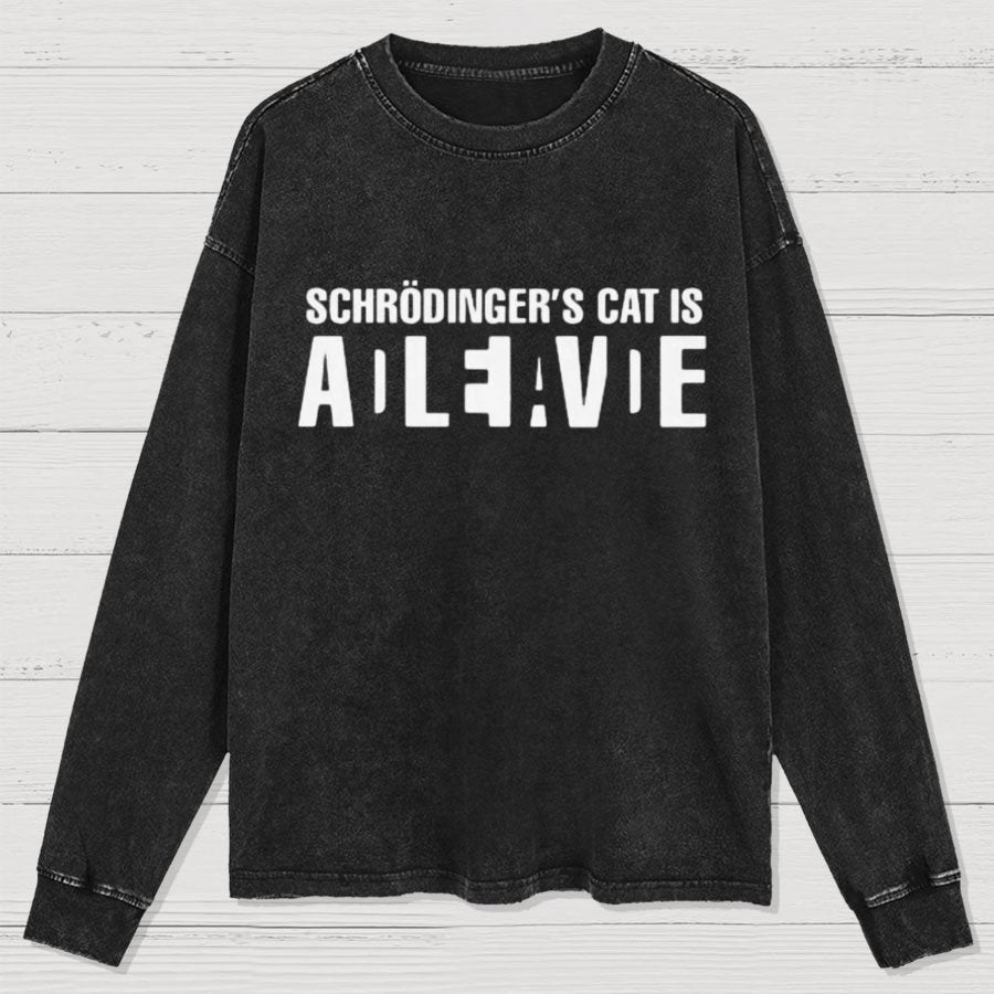 Schrödinger's Cat Adleiavde Geek Washed Long Sleeve Tee