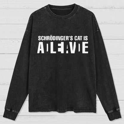 Schrödinger's Cat Adleiavde Geek Washed Long Sleeve Tee
