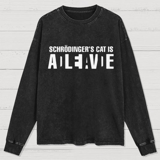 Schrödinger's Cat Adleiavde Geek Washed Long Sleeve Tee