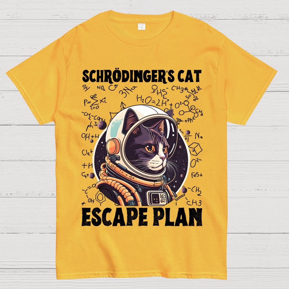 Funny Schrödinger's Cat Escape Plan Science Geek T-Shirt