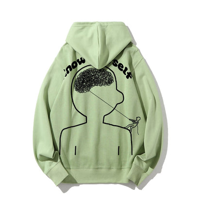 Vintage Mental Health Matters Graphic Print Printed Back Cotton Hoodie