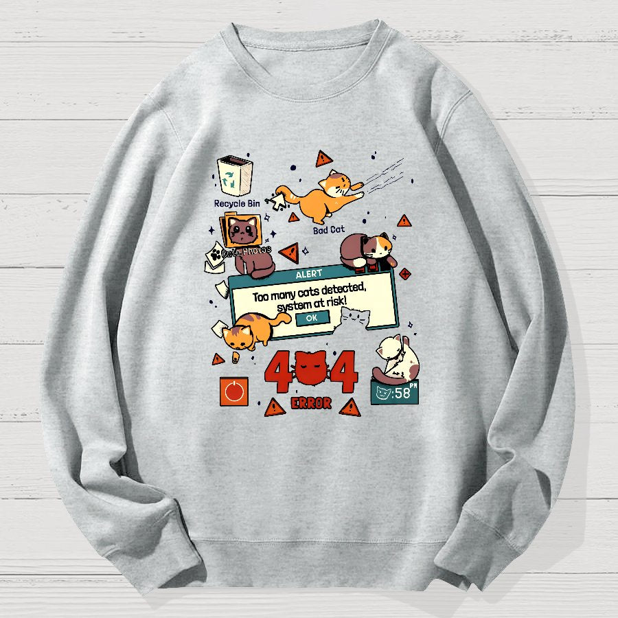 Too Many Cats 404 Alert Geek Cotton Sweatshirt