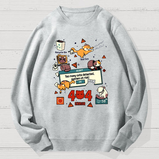 Too Many Cats 404 Alert Geek Cotton Sweatshirt