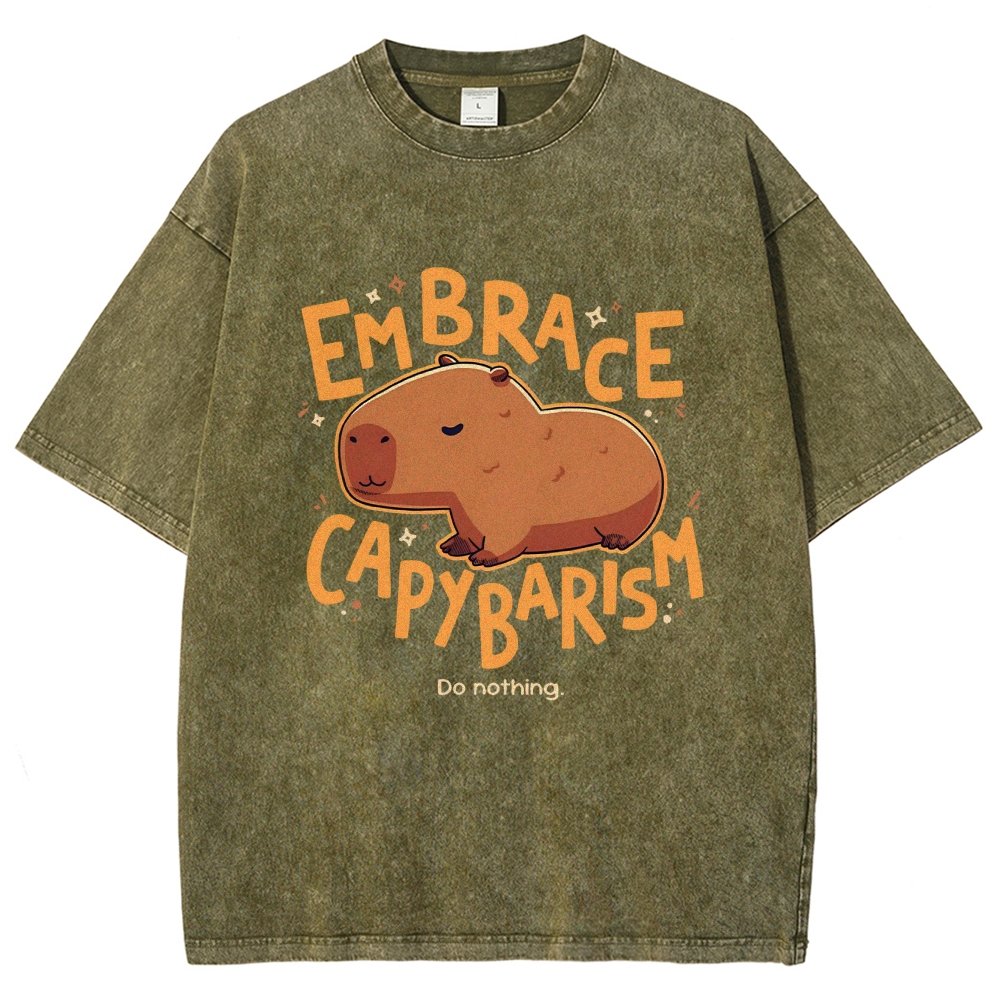 Capybarism Do Nothing Vintage Distressed T-shirt