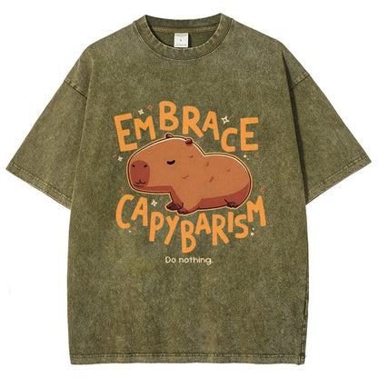Capybarism Do Nothing Vintage Distressed T-shirt