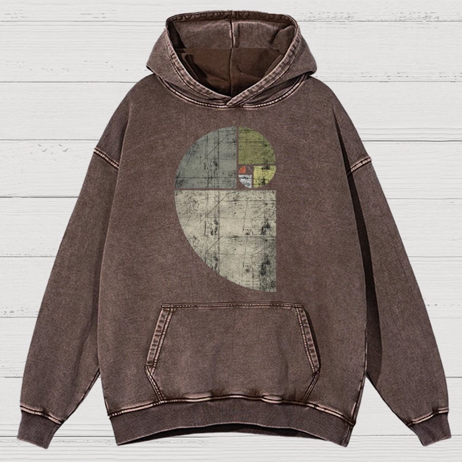 Distressed Fibonacci Spiral Geek Graphic Vintage Distressed Hoodie