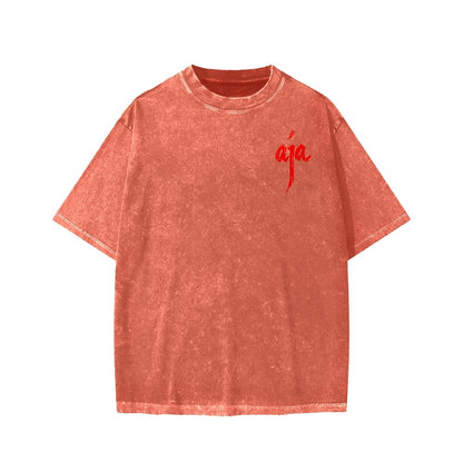 Aja Front And Back Printing Washed T-shirt
