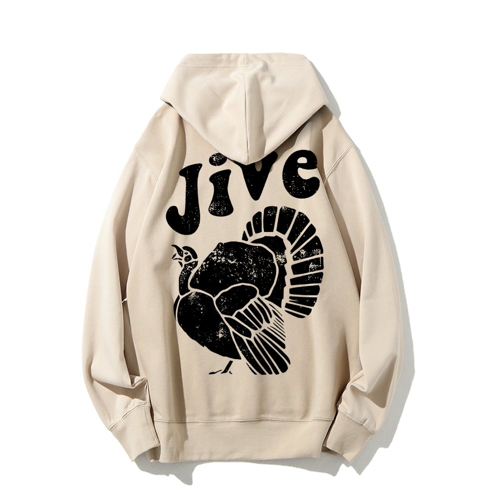 Jive Turkey Printed Back Unisex Cotton Hoodie