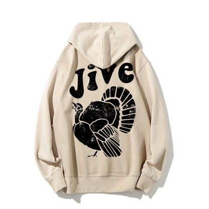 Jive Turkey Printed Back Unisex Cotton Hoodie