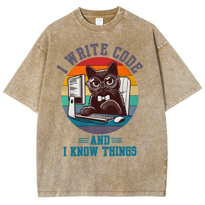 I Write Code And I Know Thing Vintage Distressed T-shirt