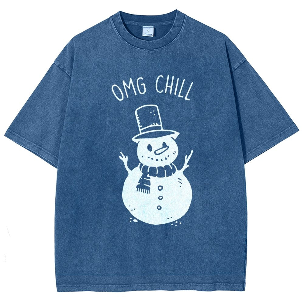 OMG Chill Christmas Vintage Distressed T-shirt