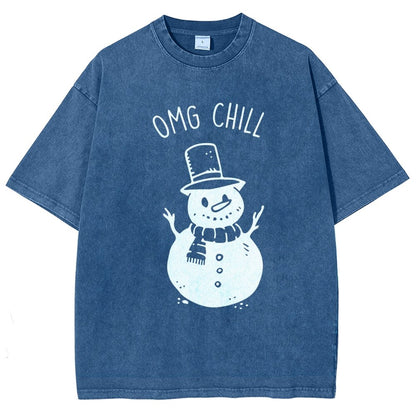 OMG Chill Christmas Vintage Distressed T-shirt