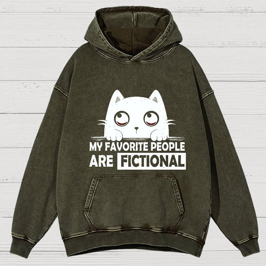 My Favorite People Are Fictional by Edesigns  Vintage Distressed Hoodie