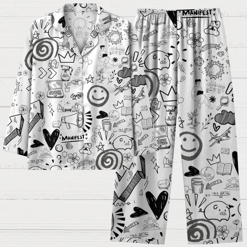 Stick Figure Geek Long Sleeve Pajama Set