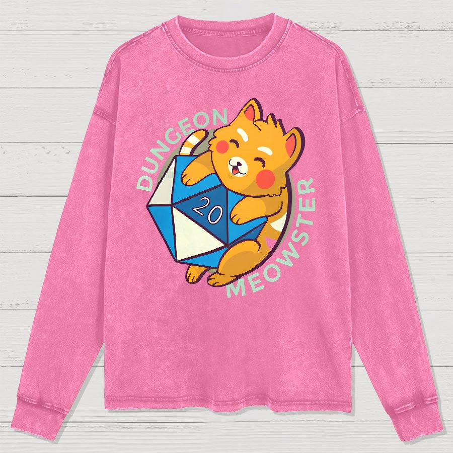 Dungeon Meow Washed Long Sleeve Tee