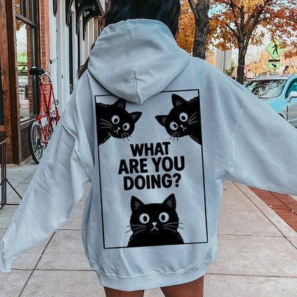 What Are You Doing Printed Back Unisex Cotton Hoodie