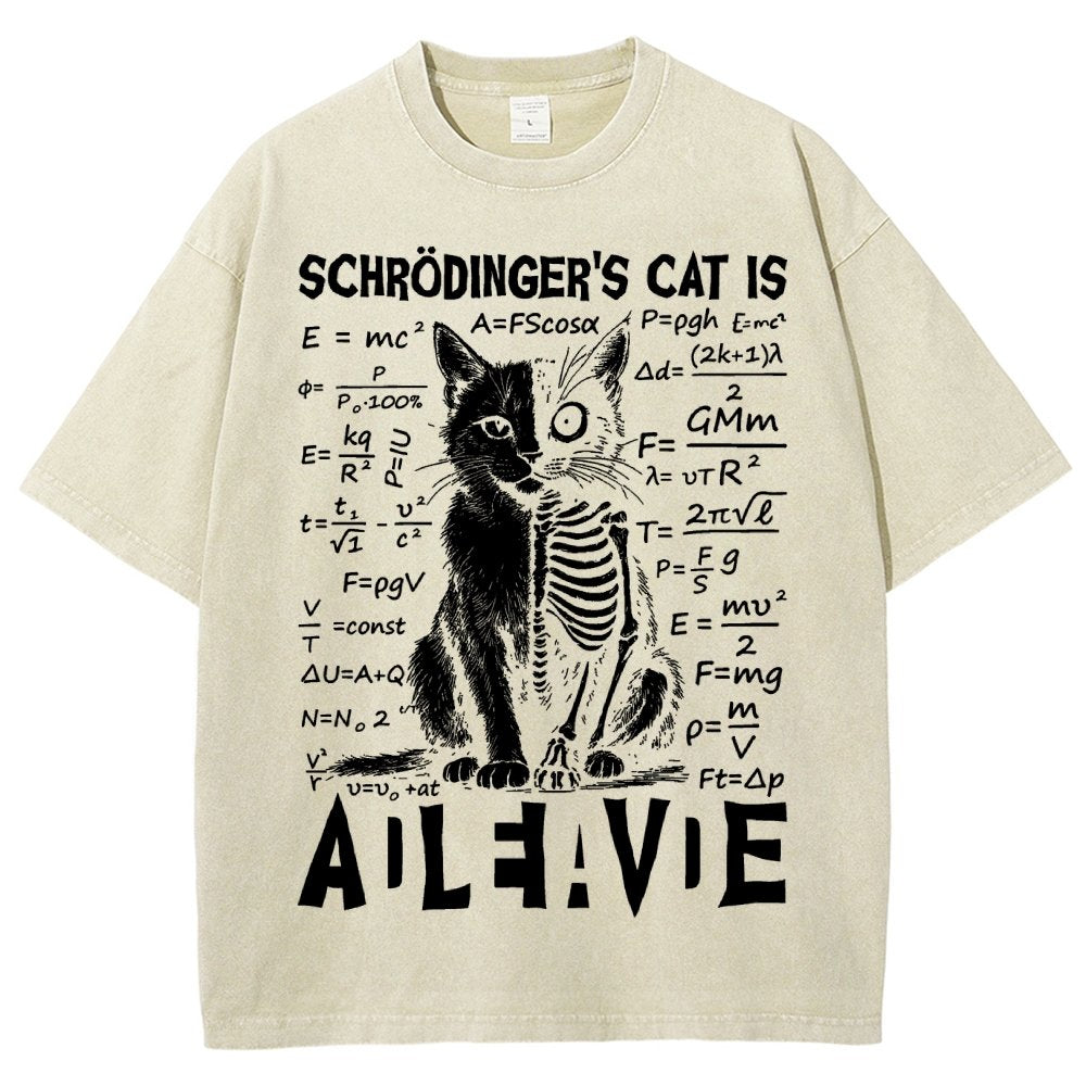Schrödinger's Cat Dead And Alive Vintage Distressed T-shirt