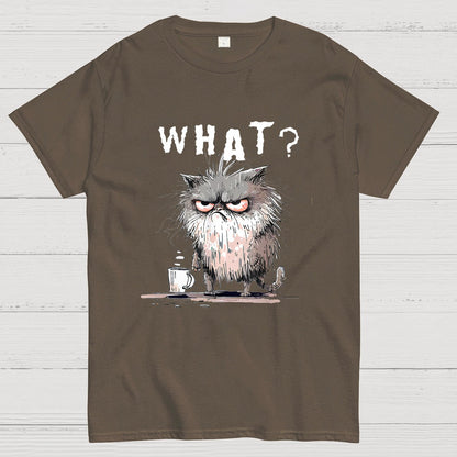 Bad Temper Feline With Coffee Grumpily Catty Funny T-Shirt