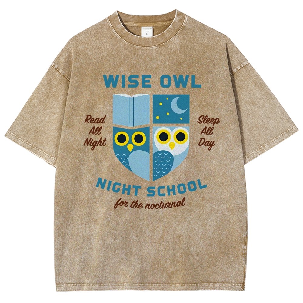 Wise Owl Night School Vintage Distressed T-shirt