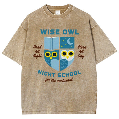 Wise Owl Night School Vintage Distressed T-shirt