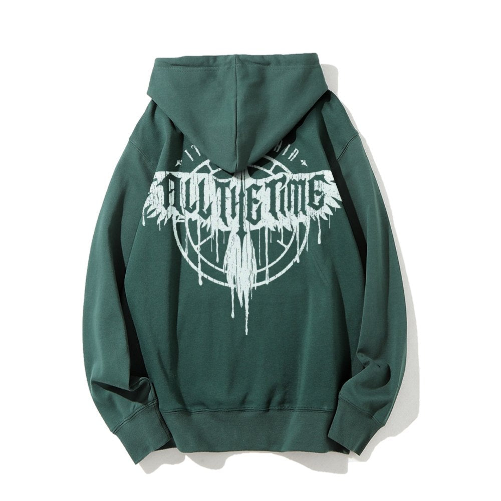 It Can't Rain All The Time Nerd Printed Back Cotton Hoodie