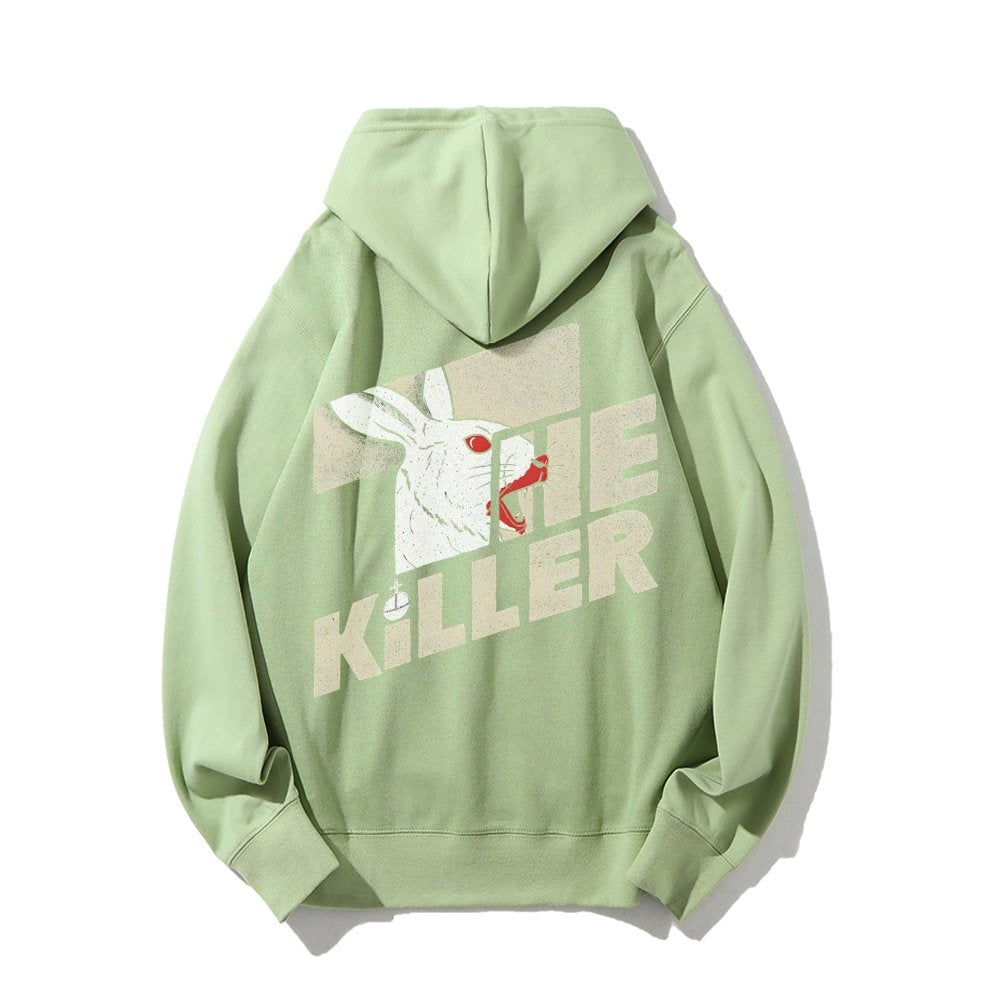 Mysterious Rabbit Printed Back Unisex Cotton Hoodie