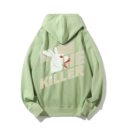Mysterious Rabbit Printed Back Unisex Cotton Hoodie