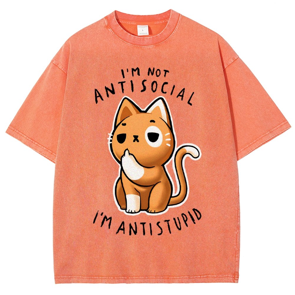 I'm not Antisocial I'm Antistupid Vintage Distressed T-shirt