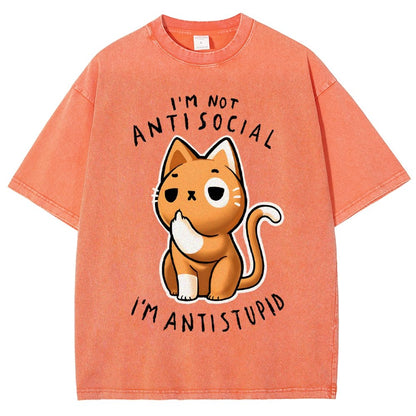 I'm not Antisocial I'm Antistupid Vintage Distressed T-shirt