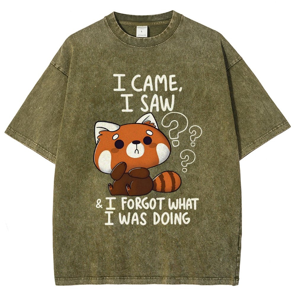 I Came I Saw I Forgot What I Was Doing Forgetful Red Panda Vintage Distressed T-shirt