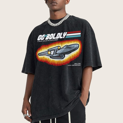 Go Boldly - A Real Cosmic Explorer Vintage Distressed T-shirt