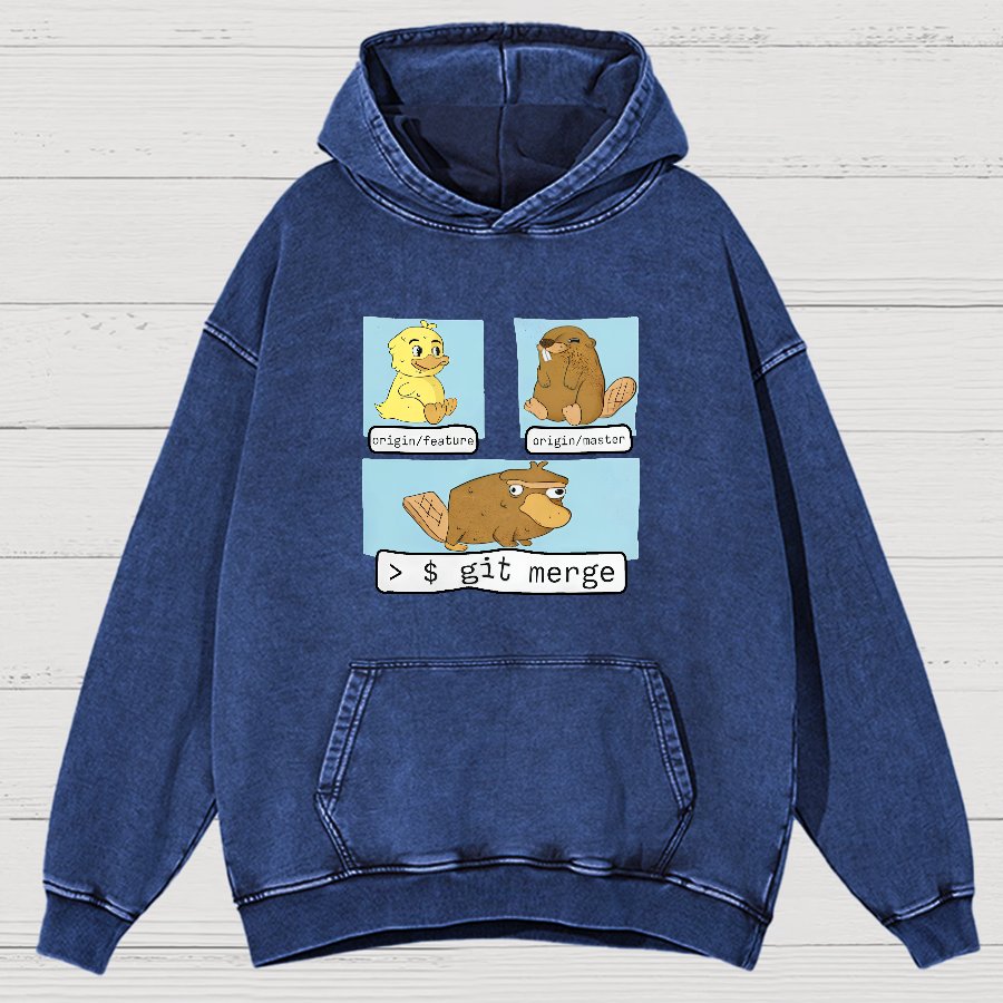 Git Merge Programmer Vintage Distressed Hoodie