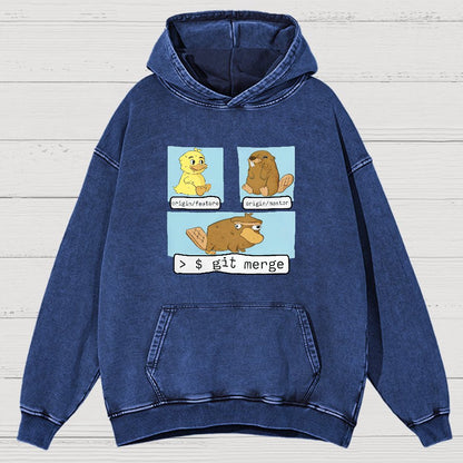 Git Merge Programmer Vintage Distressed Hoodie