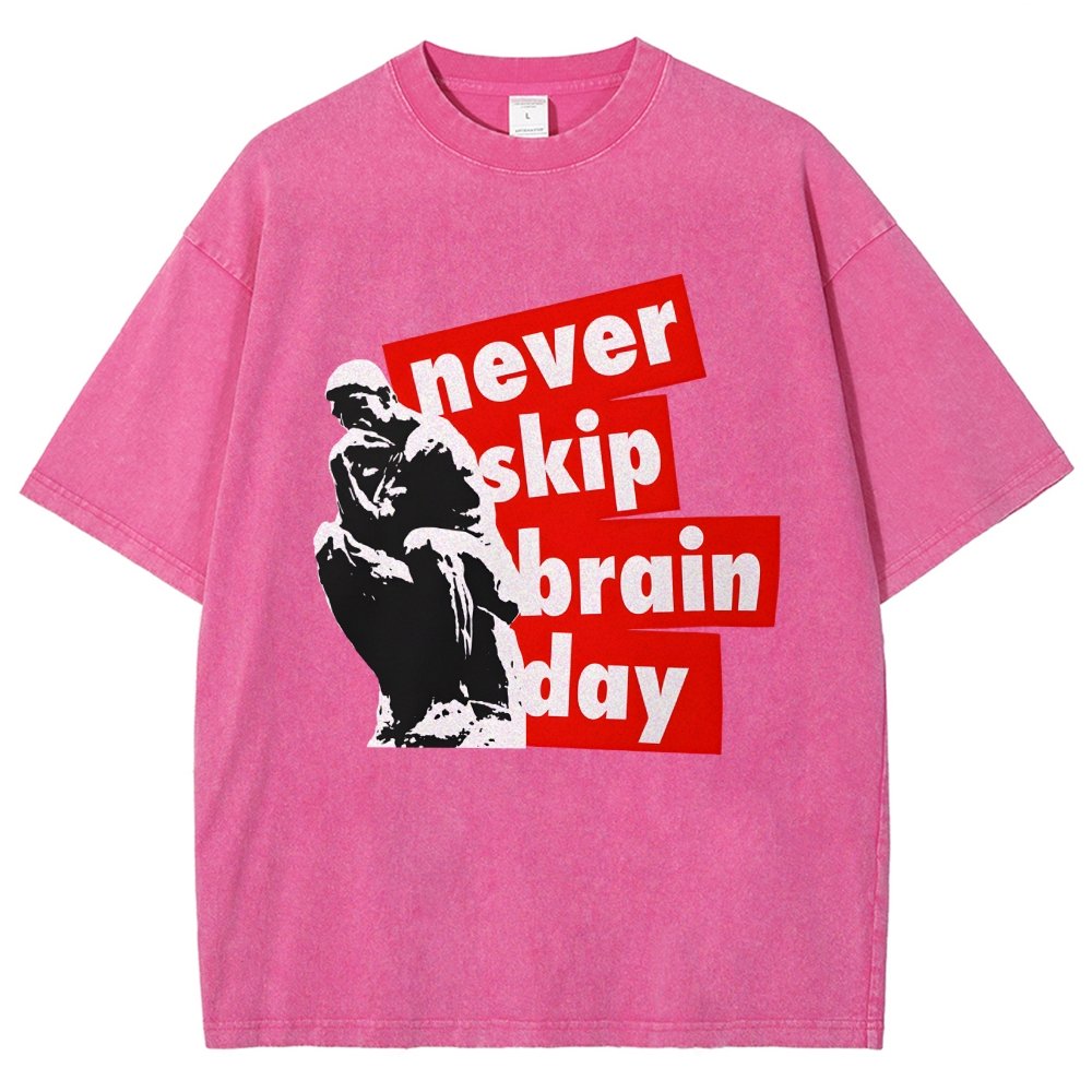 Never Skip Brain Day Vintage Distressed T-shirt