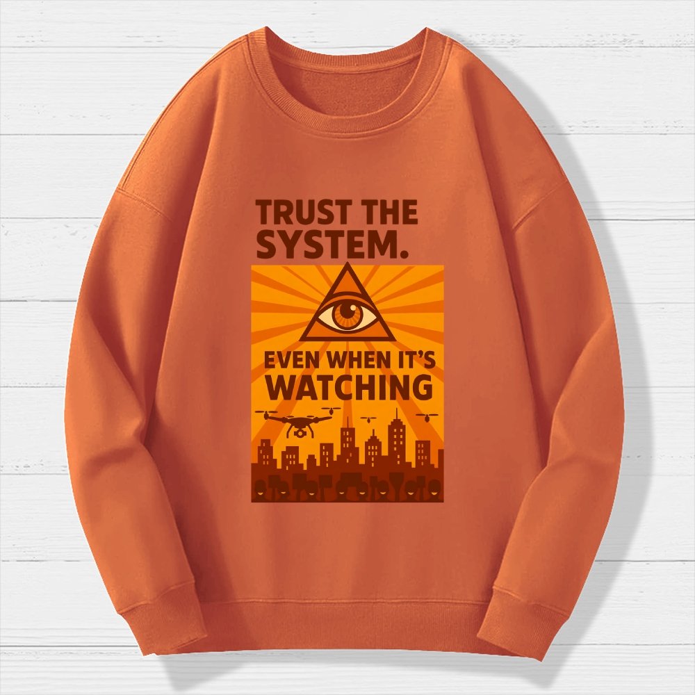 Trust The System - Dystopian Surveillance Geek Cotton Sweatshirt