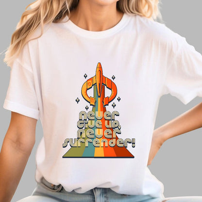 Retro Quest Never give up never surrender! Geek T-Shirt