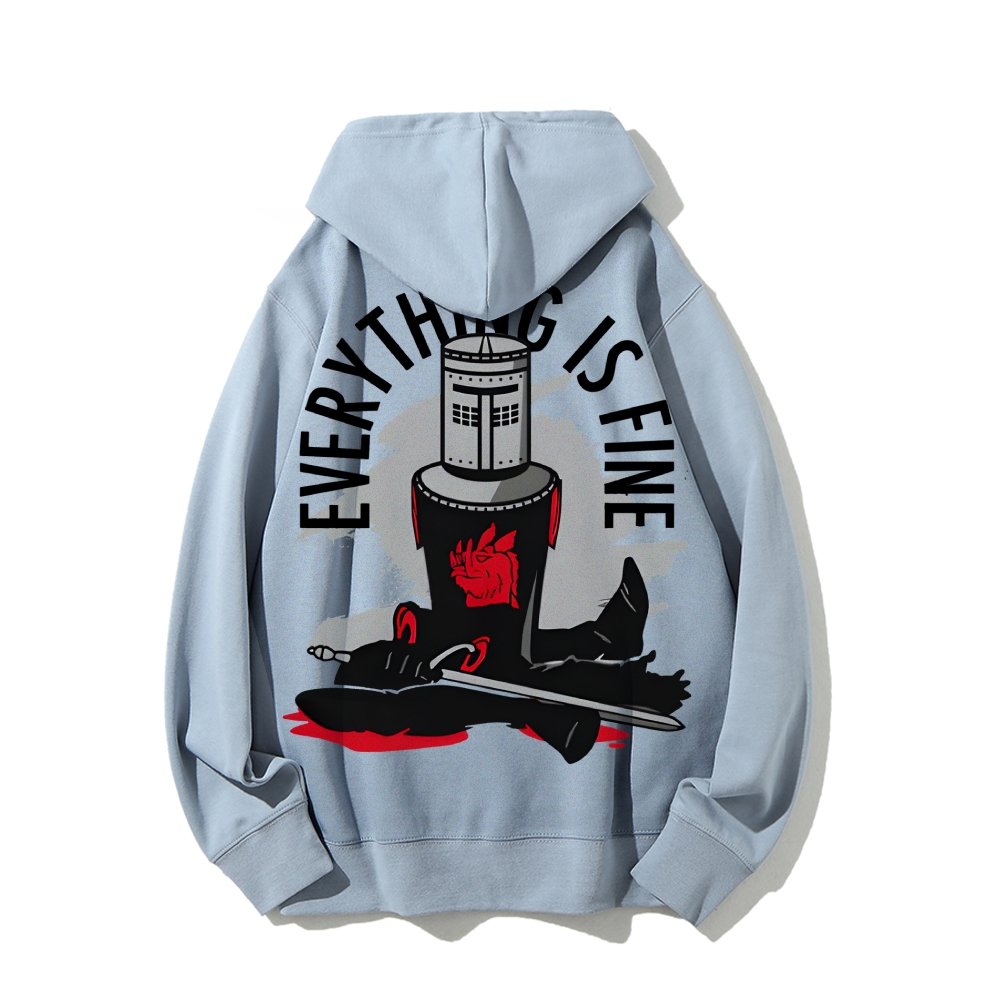 Everything Is Fine Printed Back Cotton Hoodie