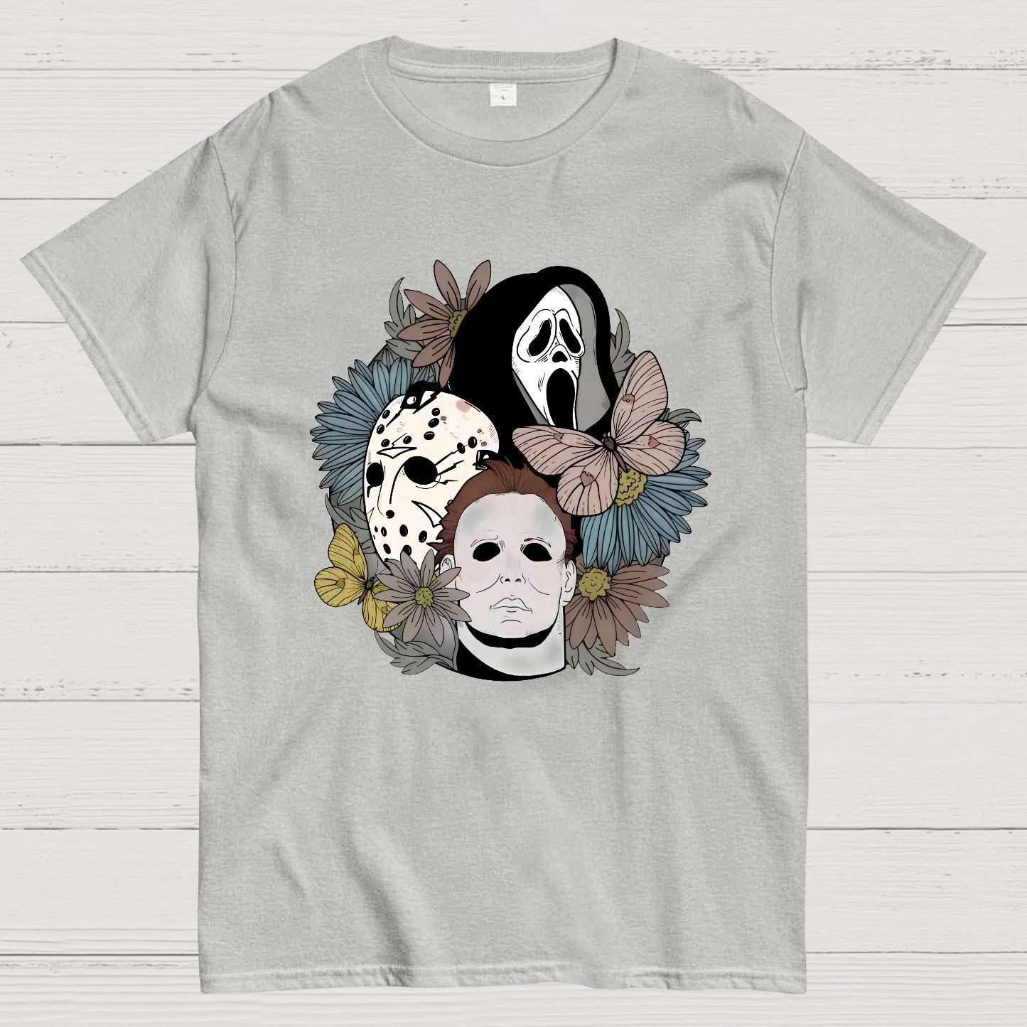 Horror Halloween Floral Scream Geek T-Shirt