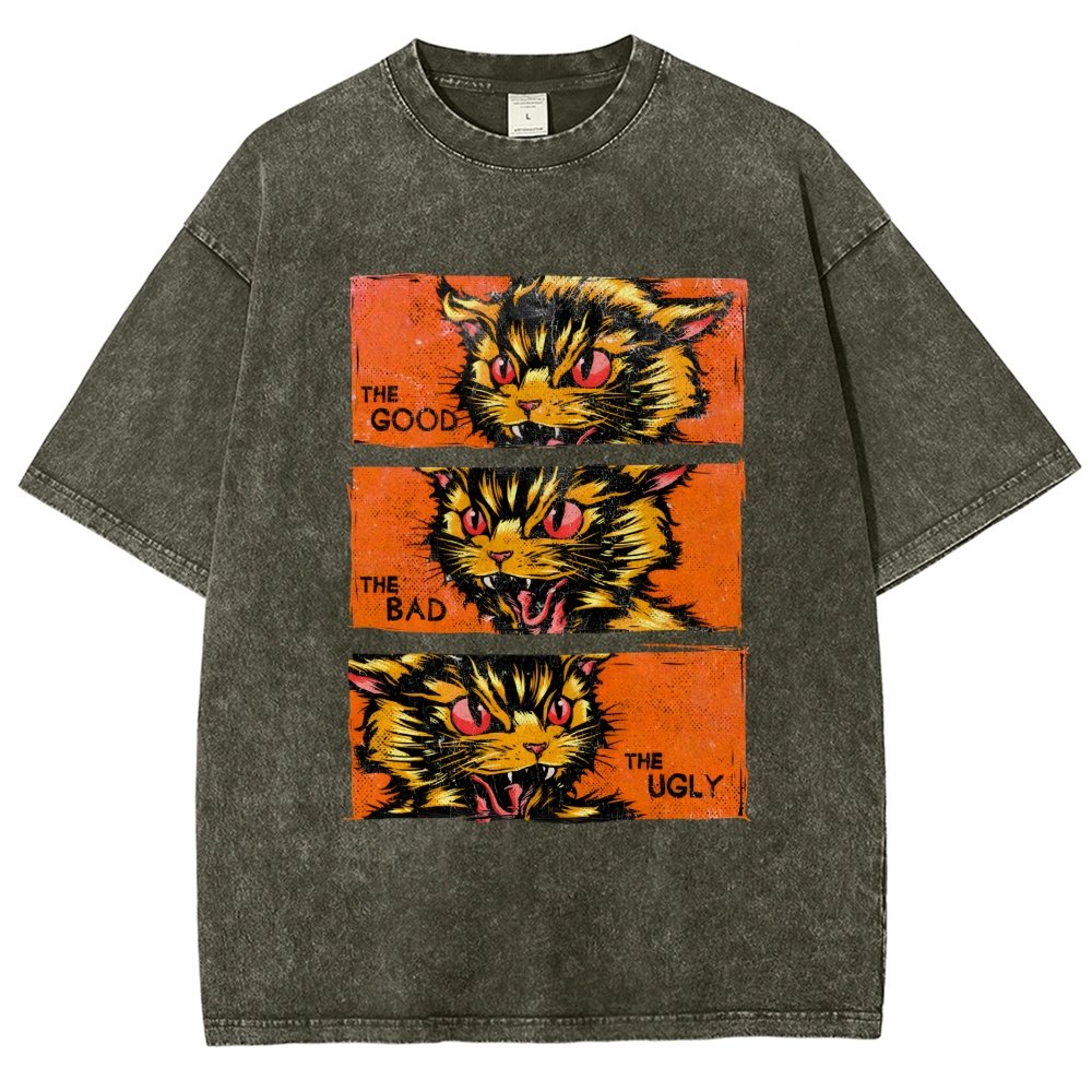 The Good The Bad The Ugly Cat  Vintage Distressed T-shirt