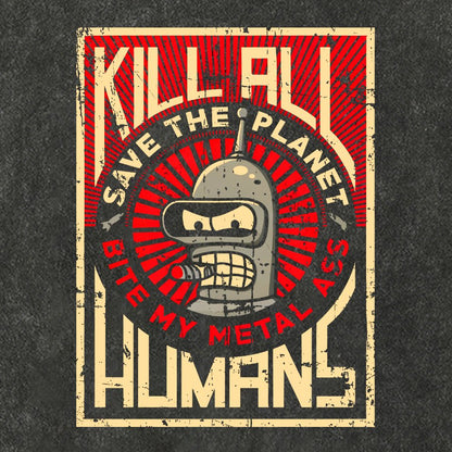 Save The Earth And Kill All Humans Nerdy Vintage Distressed T-shirt